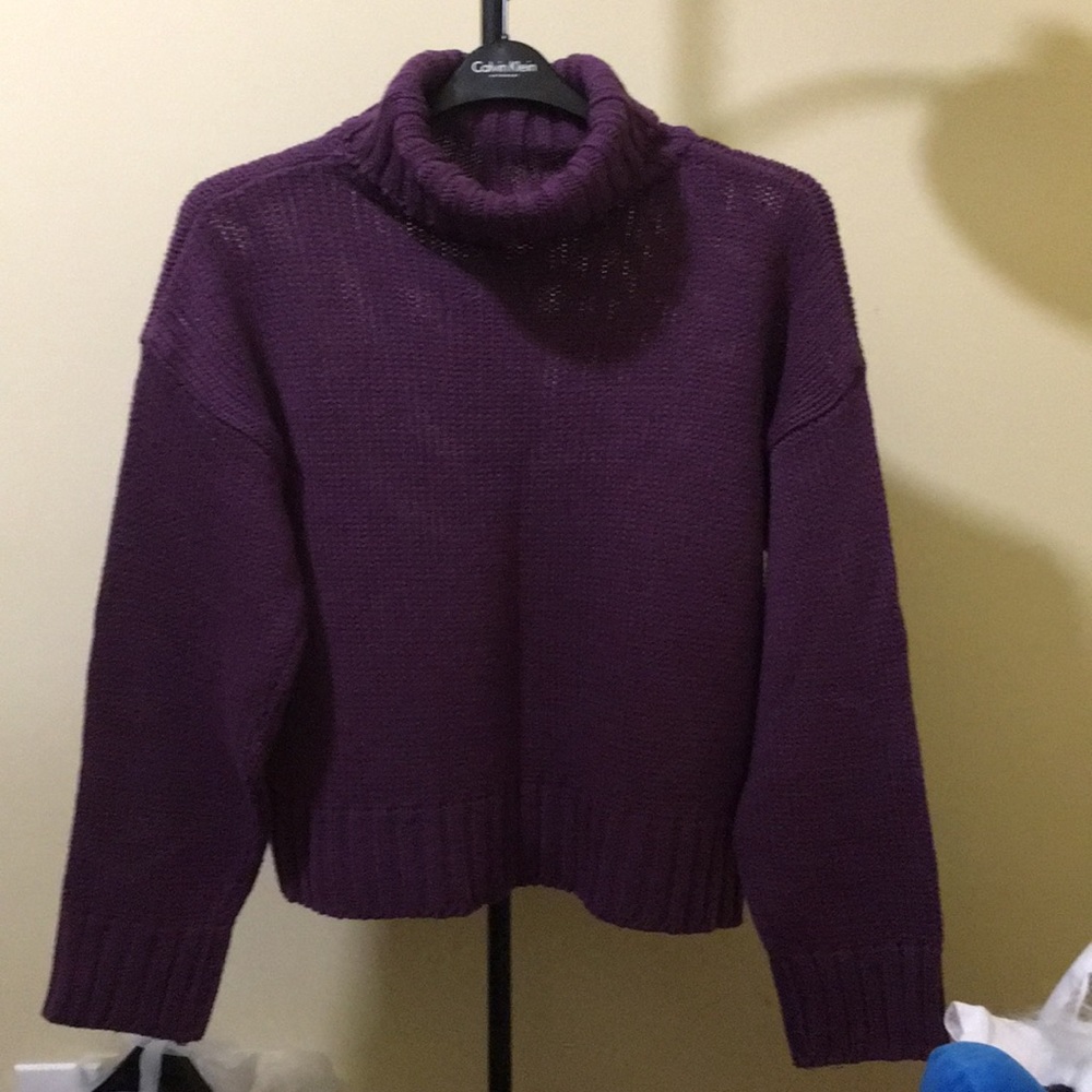 Purple wool cowl sweater knitwear